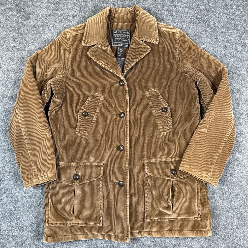 Vintage Abercrombie Corduroy Barn Coat Jacket Small Fleece Lined Chore Car Coat